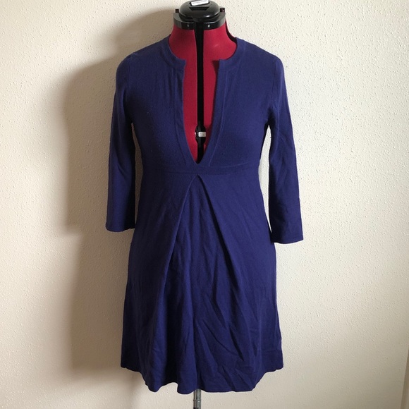 J. Crew Dresses & Skirts - J Crew Sweater Dress Size XS, Blue V-neck